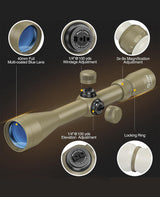 CVLIFE FoxSpook 3-9x40 Riflescope R4 Reticle Crosshair Optics Scope with 20mm Free Mounts, view 4