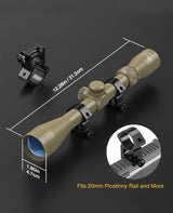 CVLIFE FoxSpook 3-9x40 Riflescope R4 Reticle Crosshair Optics Scope with 20mm Free Mounts, view 6