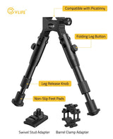 CVLIFE 3-in-1 Picatinny Bipod with Swivel Stud and tube Clamp Adapter, view 2