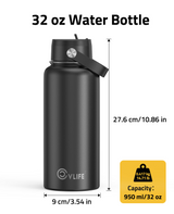 CVLIFE 32 Oz Insulated Water Bottle with Straw, view 2
