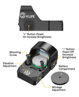 CVLIFE WolfCovert 3MOA Red Dot Sight for Pistol, view 6