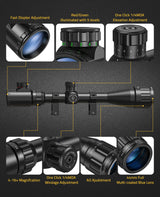 CVLIFE FoxSpook 4-16x44 Rifle Scope Red and Green Illuminated Built Gun Scope, view 3