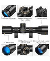 CVLIFE FoxSpook 4x32 Compact Rifle Scope Crosshair Optics Hunting Scope, view 3