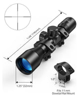 CVLIFE FoxSpook 4x32 Compact Rifle Scope Crosshair Optics Hunting Scope, view 4
