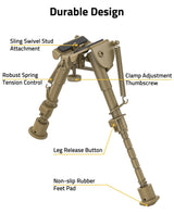 CVLIFE 6-9 Inch Adjustable Super Duty shoulder-mount Bipod, view 3