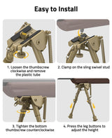 CVLIFE 6-9 Inch Adjustable Super Duty shoulder-mount Bipod, view 4