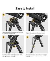CVLIFE 6-9 Inches Picatinny Bipod with 360 Degree Swivel Bipod, view 6
