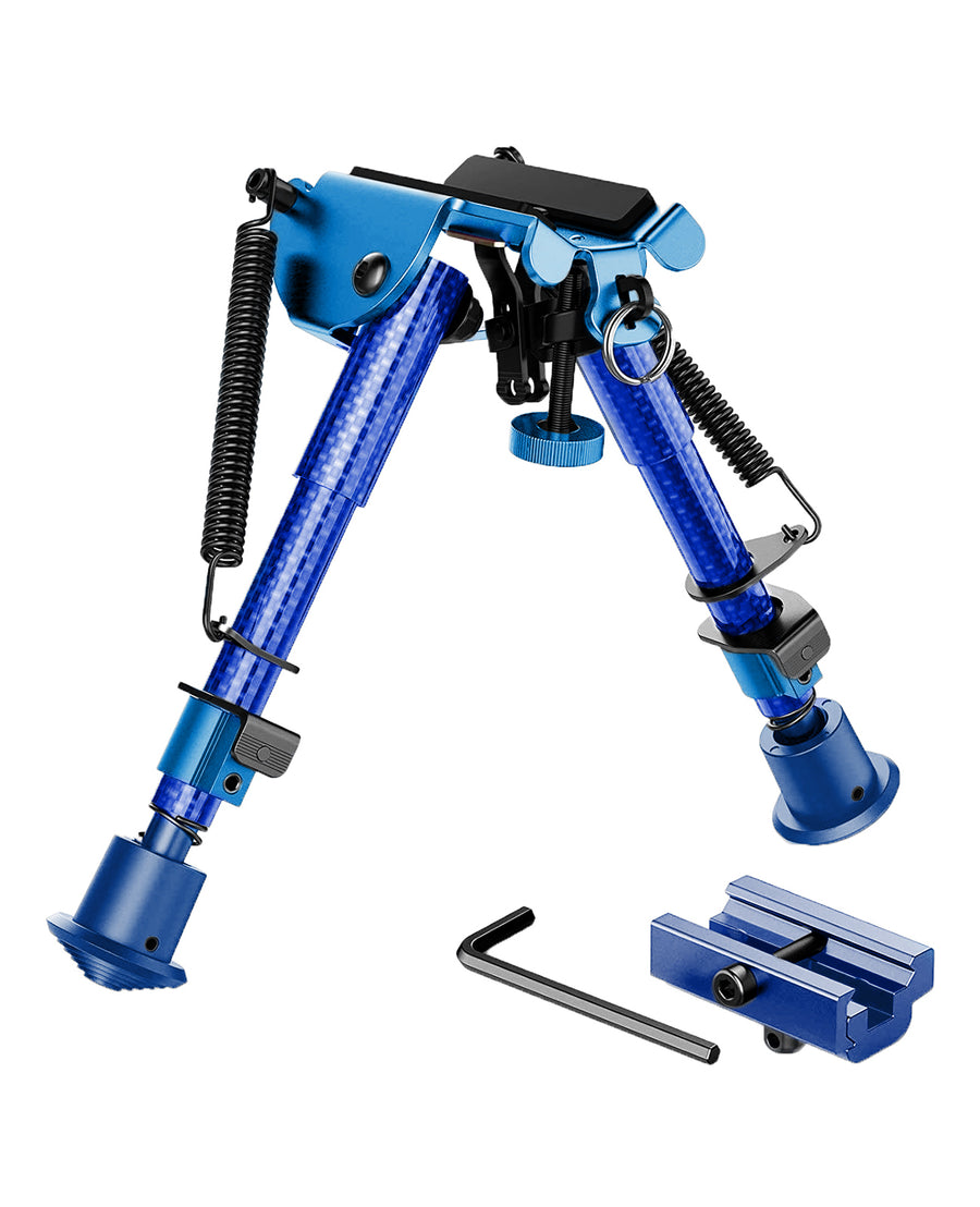 Cvlife 6-9 Inches Carbon Fiber Blue Bipod Picatinny Bipod with Adapter