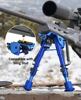 Cvlife 6-9 Inches Carbon Fiber Blue Bipod Picatinny Bipod with Adapter, view 2