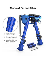 Cvlife 6-9 Inches Carbon Fiber Blue Bipod Picatinny Bipod with Adapter, view 4