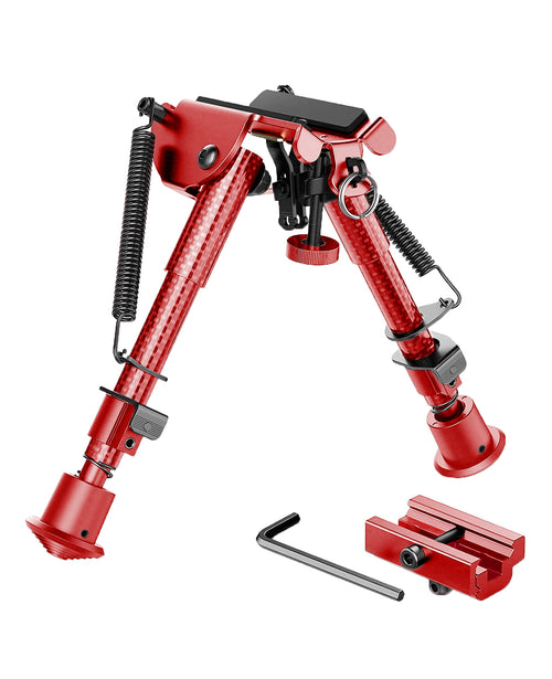 Cvlife 6-9 Inches Carbon Fiber Red Picatinny Bipod with Adapter