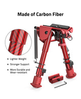Cvlife 6-9 Inches Carbon Fiber Red Picatinny Bipod with Adapter, view 6
