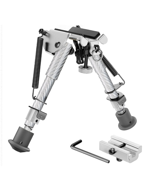Cvlife 6-9 Inches Carbon Fiber Silver Picatinny Bipod with Adapter
