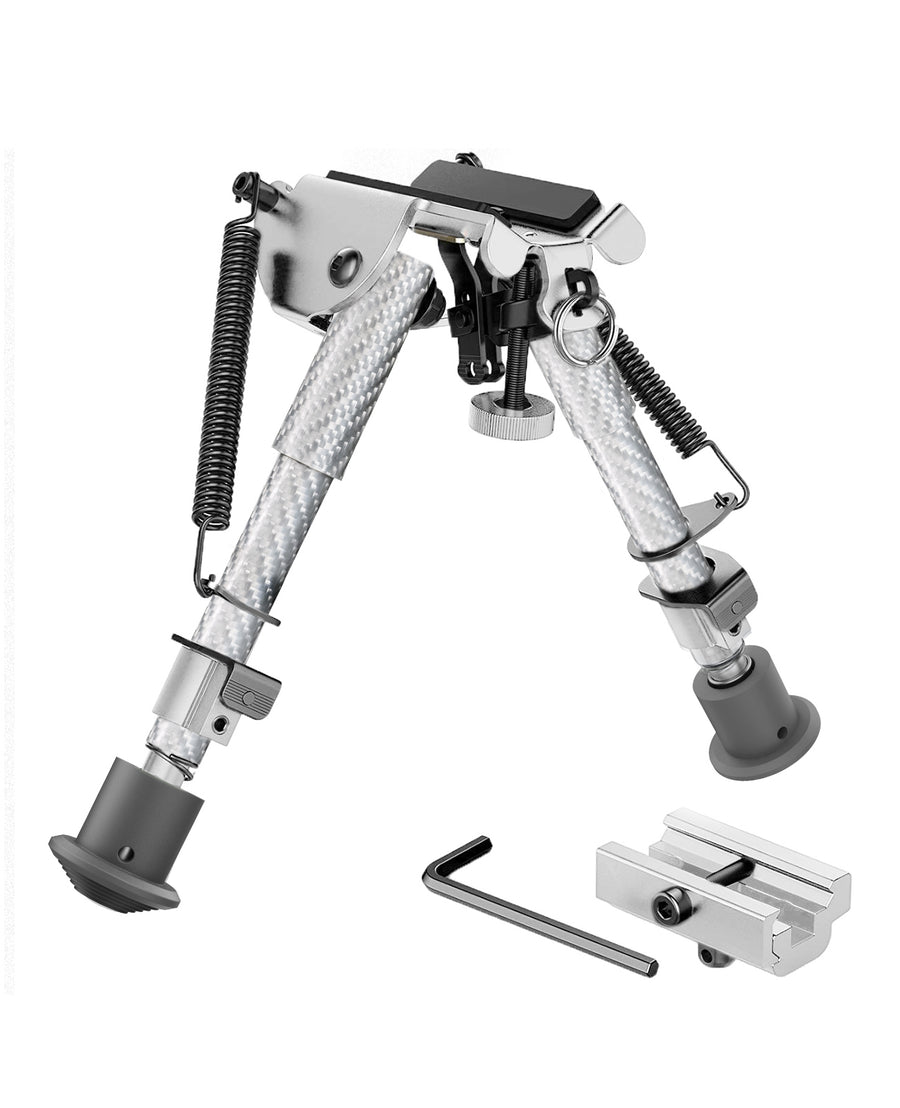Cvlife 6-9 Inches Carbon Fiber Silver Picatinny Bipod with Adapter