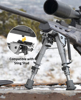 Cvlife 6-9 Inches Carbon Fiber Silver Picatinny Bipod with Adapter, view 2