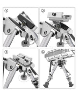 Cvlife 6-9 Inches Carbon Fiber Silver Picatinny Bipod with Adapter, view 4