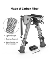 Cvlife 6-9 Inches Carbon Fiber Silver Picatinny Bipod with Adapter, view 5