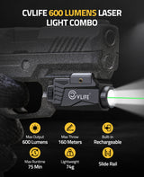 CVLIFE 600 Lumens Pistol Light Laser Combo, view 2