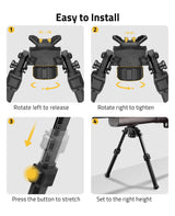 CVLIFE 7.5-10.6 Inches shoulder-mount Bipod Compatible with M-rail and Picatinny, view 6