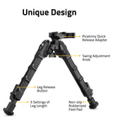 CVLIFE 7.5-9 Inches Picatinny Tiltable Quick Release Bipods for shoulder-mount, view 4