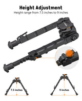 CVLIFE 7.5-9 Inches Picatinny Bipod with 360 Degree Rotation, view 4