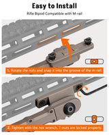 CVLIFE 7.5"-9" shoulder-mount Bipod Compatible with M-Rail, view 5