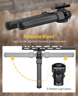 CVLIFE 7.8-10.6 Inches Bipod 30% Carbon Fiber Compatible with M-Rail, view 4