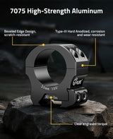 CVLIFE 7075 Aluminum 30mm Scope Rings Compatible with Picatinny and More, view 2