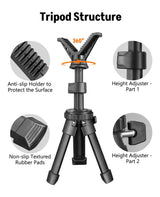 CVLIFE 8-15.5 Inches Shooting Tripod with 360° Rotate V Yoke Holder, view 3