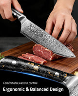 CVLIFE 8 Damascus Steel Knife with High Carbon 10Cr15Mov Core, view 2