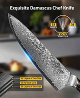 CVLIFE 8 Damascus Steel Knife with High Carbon 10Cr15Mov Core, view 3