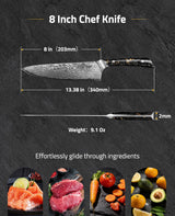 CVLIFE 8 Damascus Steel Knife with High Carbon 10Cr15Mov Core, view 5