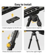 CVLIFE 7.7-10.6 Inches shoulder-mount Bipod Compatible with m-rail, view 5