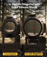 CVLIFE BearPower Solar Multi Reticle Red Dot and 5X Magnifier Combo, view 2