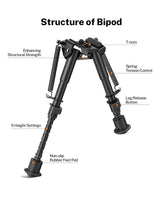 CVLIFE Bipod Compatible with m-rail Bipod 6-9 Inch shoulder-mount Bipods for Hunting, view 4