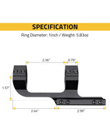 CVLIFE Cantilever Scope Mounts 1 inch | Offset Dual Ring One-Piece Scope Mount, view 6
