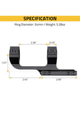 CVLIFE 34mm Cantilever Scope Mounts, Offset Dual Ring One-Piece Scope Mount, view 6