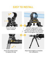 CVLIFE Clamp-on Bipod Bipod for shoulder-mount Height from 6"-7"/8"-10", view 4
