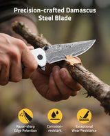 CVLIFE Damascus Pocket Folding Knife 3.26 Inches Sharp Blade, view 6