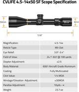 CVLIFE EagleFeather 4.5-14x50 F02 SFP Long Range Rifle Scope, view 6