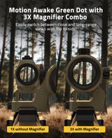 CVLIFE EagleFeather S04 Red Dot Sight & 3X Magnifier Combo, view 3