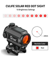 CVLIFE EagleFeather Solar Red Dot Sight 2 MOA Shake to Awake Solar Sight, view 4
