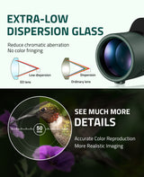 CVLIFE FoxSpook ED 12x50 HD Monocular Telescope for Adults with Smartphone Adapter, view 3