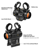 CVLIFE FoxSpook 2 MOA Red Dot Sight Auto On & Off, view 6
