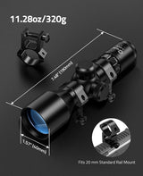 CVLIFE FoxSpook 3-9x40 Compact Rifle Scope Crosshair Reticle with Free Mounts, view 6