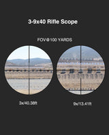 CVLIFE FoxSpook 3-9x40 Rifle Scope, Mil-dot Reticle Scope for Hunting with 20mm Piactinny, view 3