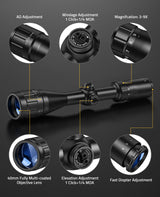 CVLIFE FoxSpook 3-9x40 AO Optics R4 Reticle Crosshair Scope, view 4