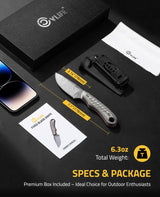 CVLIFE Full Tang Fixed Blade Knife with Kydex Sheath, view 2