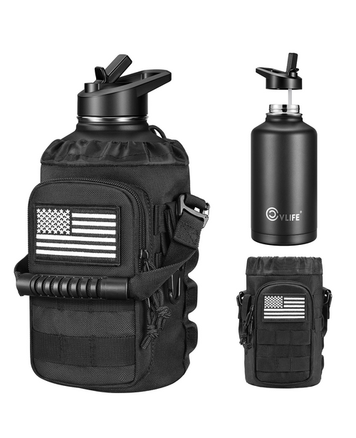 CVLIFE 64oz Half Gallon SS Water Bottle with Straw