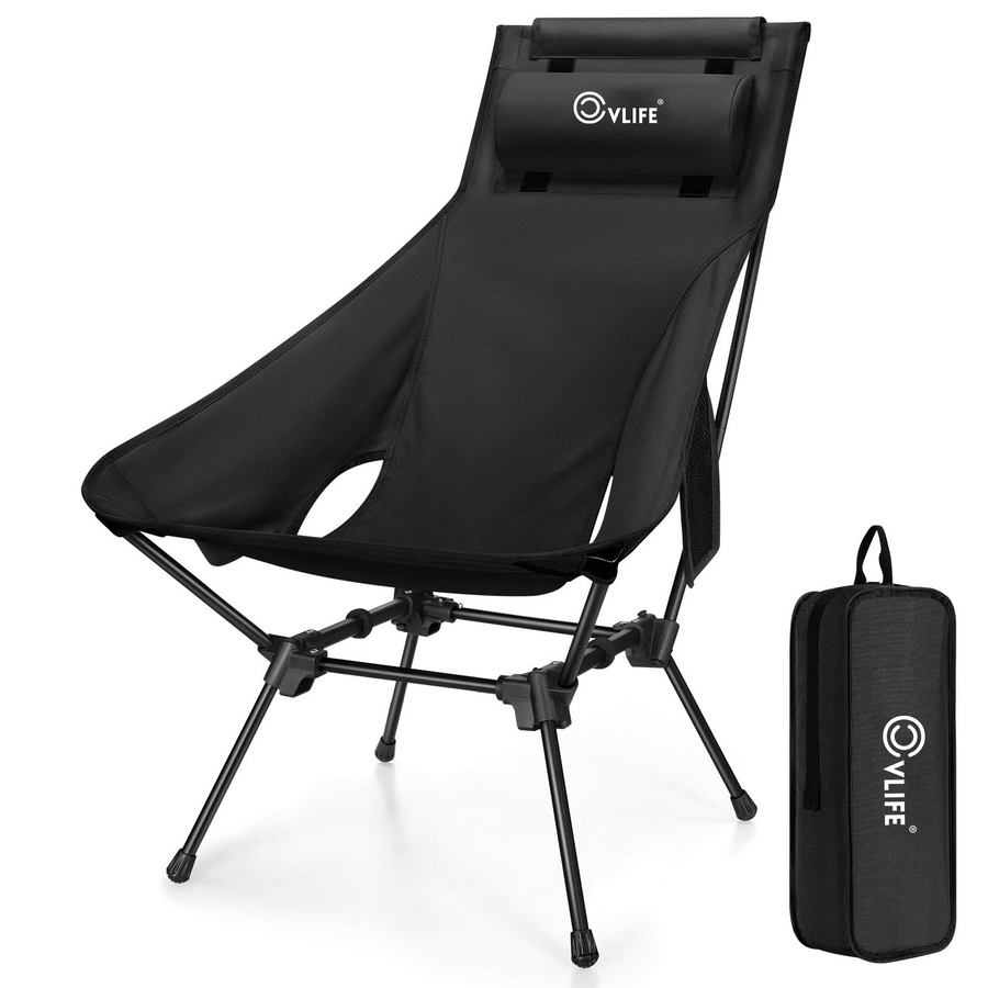 CVLIFE High Back Folding Camping Chair with Stable Design